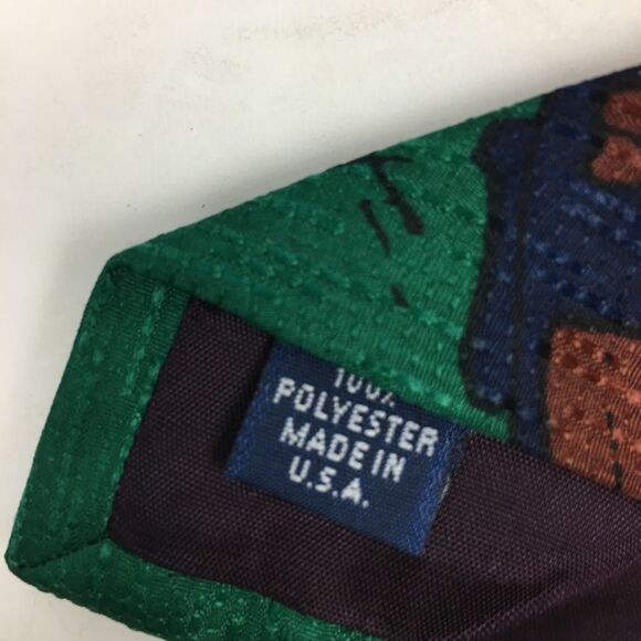 Vintage Peanuts Tie with Snoopy and Woodstock golf golfing - Navy and Green - Picture 6 of 6